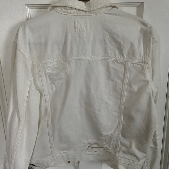 distressed white denim jacket - Picture 2 of 7
